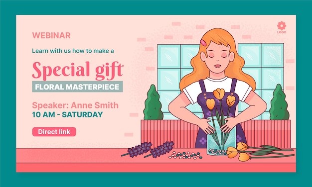 花店插花网店插画广告海报模板