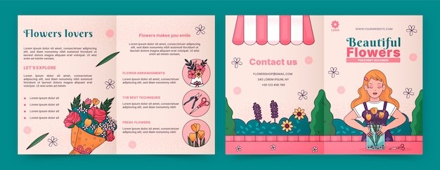 花店插花网店插画广告手册海报模板