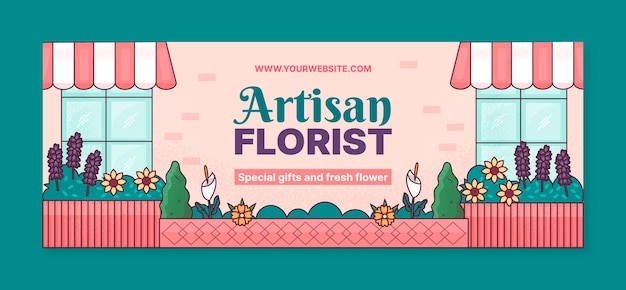 花店插花网店插画广告banner海报模板