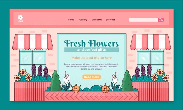 花店插花网店插画广告海报模板