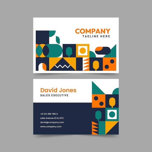 几何图形抽象平面构成图案名片模板