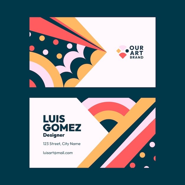 几何图形抽象平面构成图案名片模板