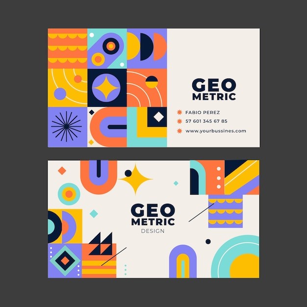 几何图形抽象平面构成图案名片模板
