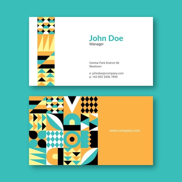 几何图形抽象平面构成图案名片模板