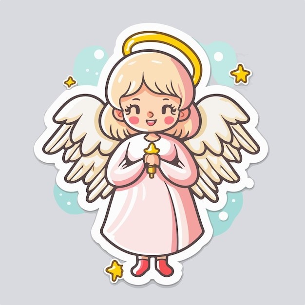可爱的小精灵小天使卡通人物插画