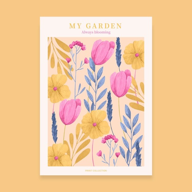 水彩风格花卉花朵海报明信片插画