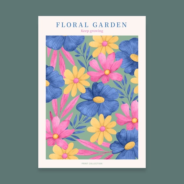 水彩风格花卉花朵海报明信片插画