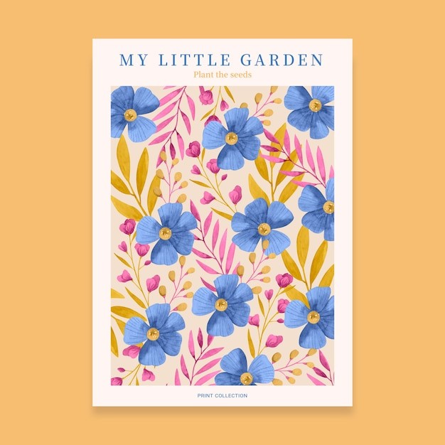 水彩风格花卉花朵海报明信片插画