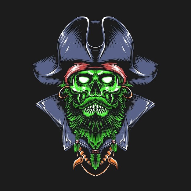 骷髅海盗船长插画