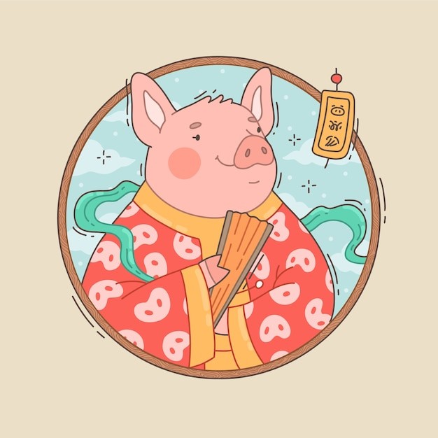 可爱卡通十二生肖猪