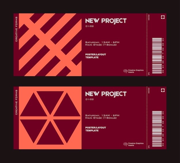 抽象现代几何图形门票模板