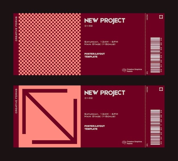 抽象现代几何图形门票模板