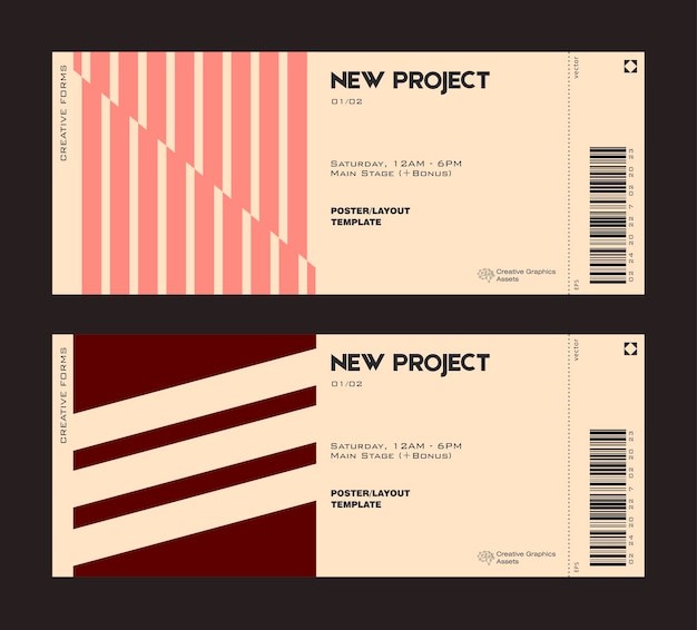 抽象现代几何图形门票模板