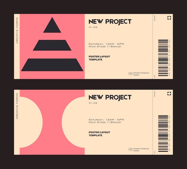 抽象现代几何图形门票模板