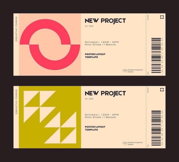 抽象现代几何图形门票模板