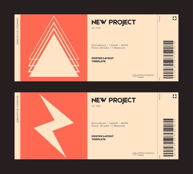 抽象现代几何图形门票模板