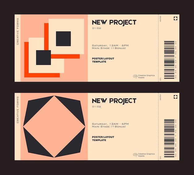 抽象现代几何图形门票模板