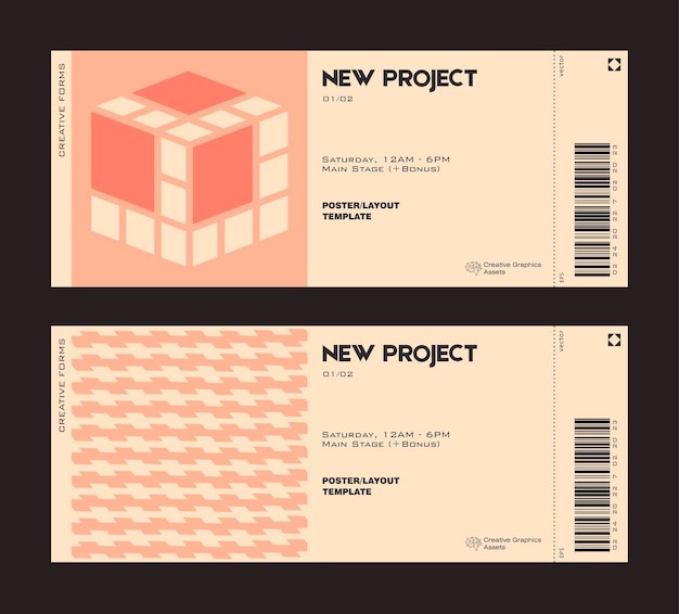 抽象现代几何图形门票模板