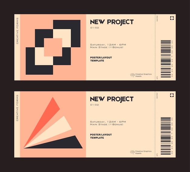 抽象现代几何图形门票模板