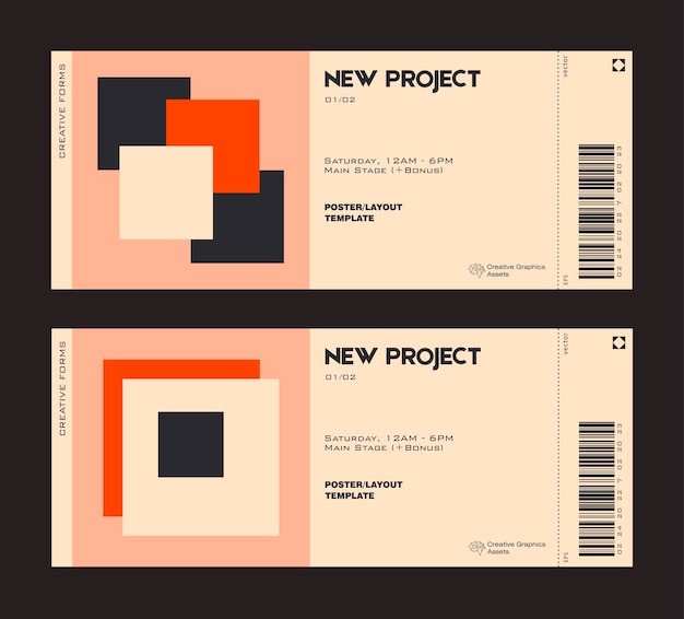 抽象现代几何图形门票模板