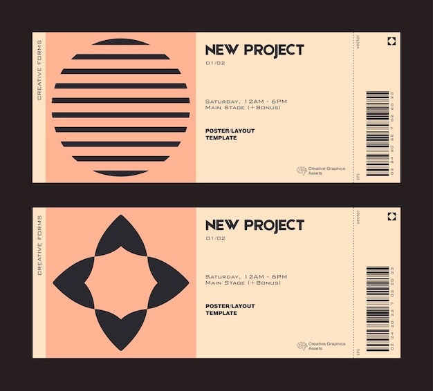 抽象现代几何图形门票模板