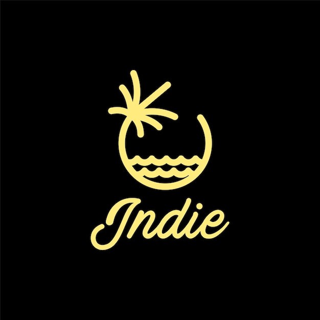 海水海浪棕榈树度假旅游标志logo