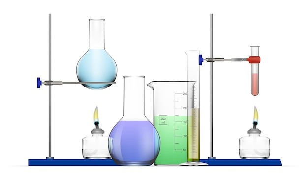 化学实验室设备玻璃烧瓶烧杯酒精灯