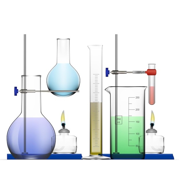 化学实验室设备玻璃烧瓶烧杯酒精灯