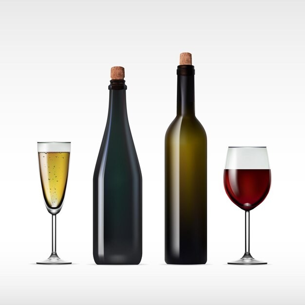 红酒香槟高脚杯瓶子