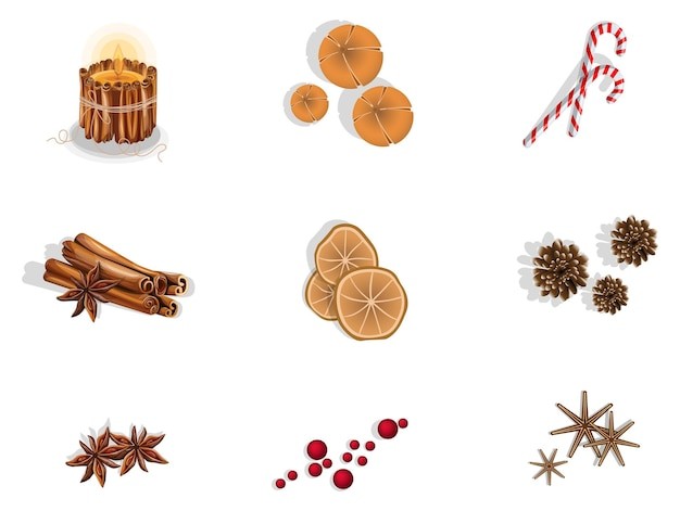 橘子松果糖果蜡烛肉桂八角