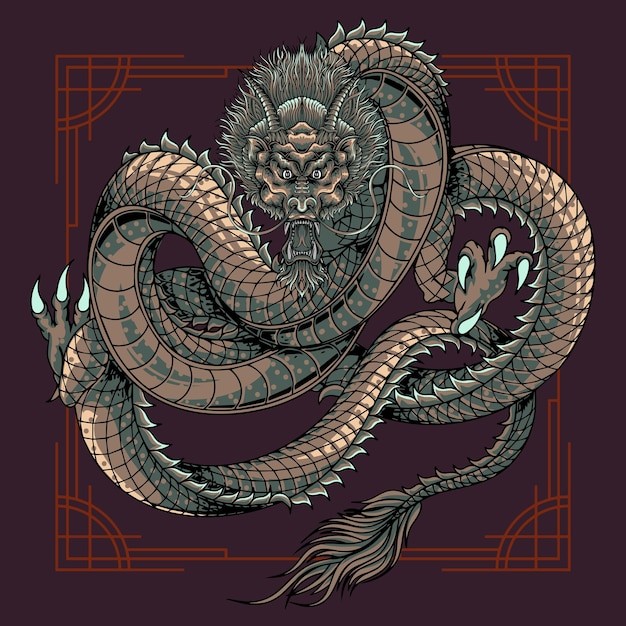 中国龙中国风插画