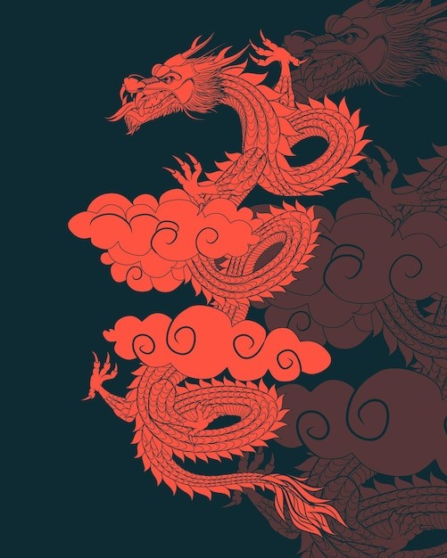 中国龙中国风插画