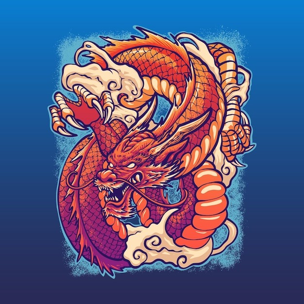 中国龙中国风插画