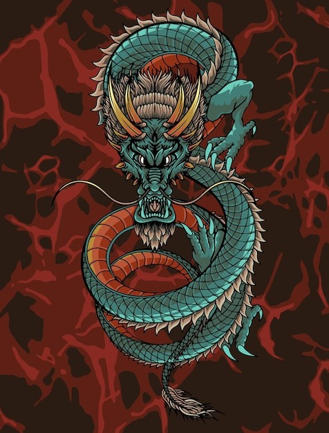 中国龙中国风插画