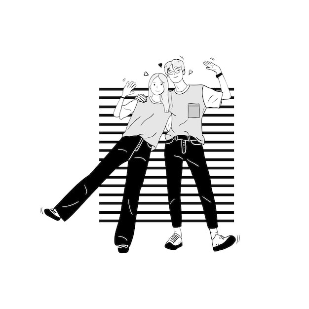 情侣恋人男女朋友插画
