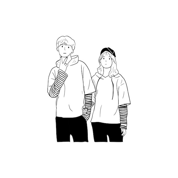 情侣恋人男女朋友插画