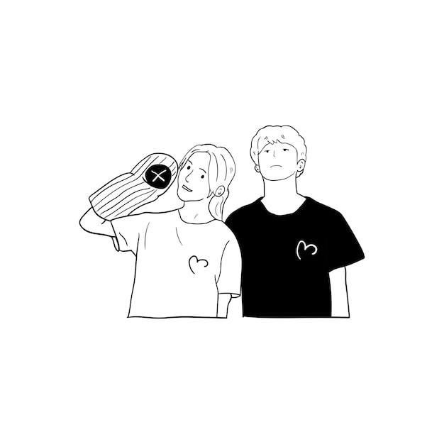 情侣恋人男女朋友插画