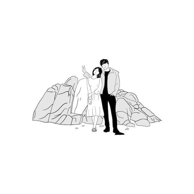 情侣恋人男女朋友插画