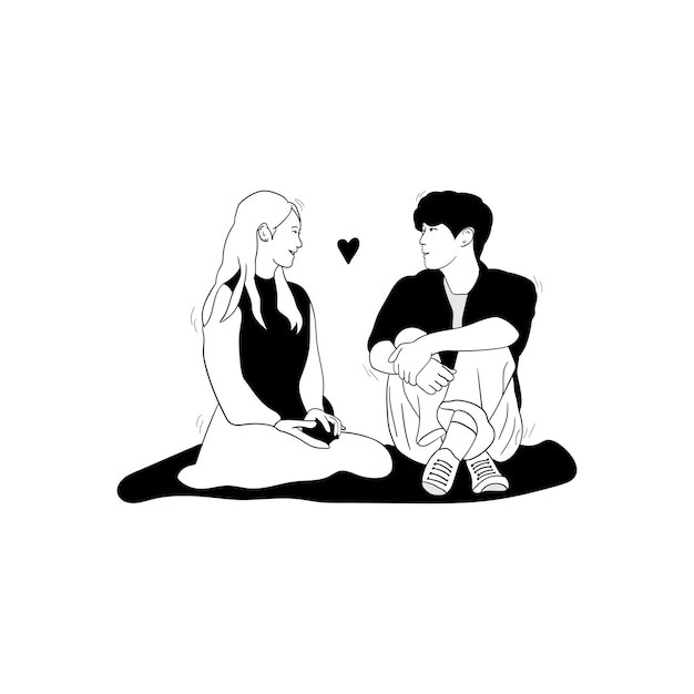 情侣恋人男女朋友插画