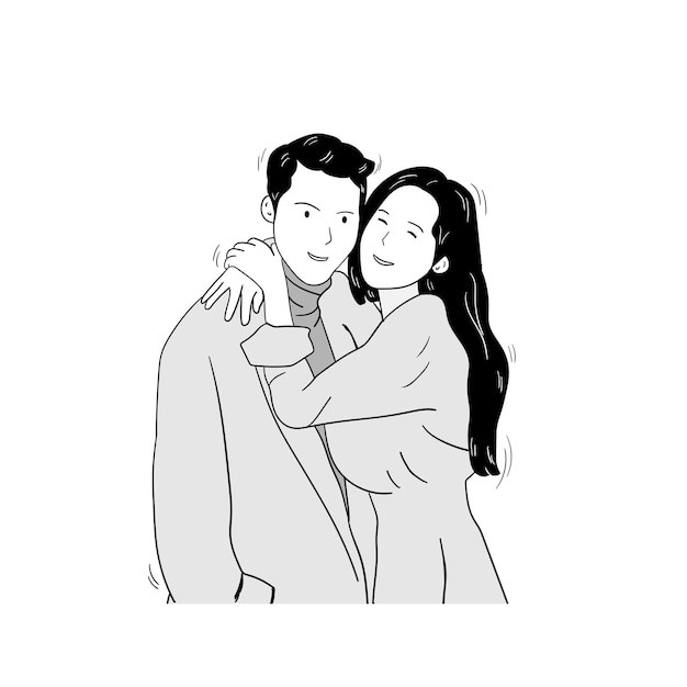 情侣恋人男女朋友插画