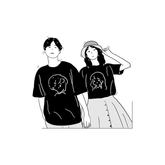 情侣恋人男女朋友插画