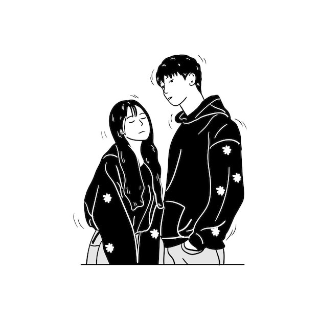 情侣恋人男女朋友插画