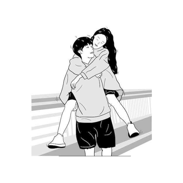 情侣恋人男女朋友插画
