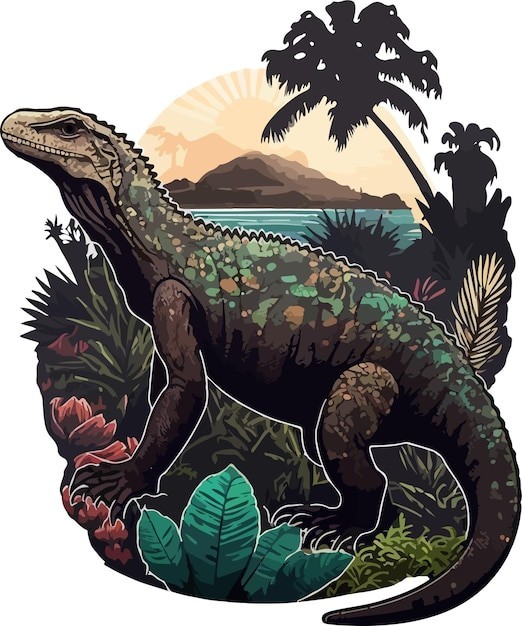 科莫多巨蜥插画