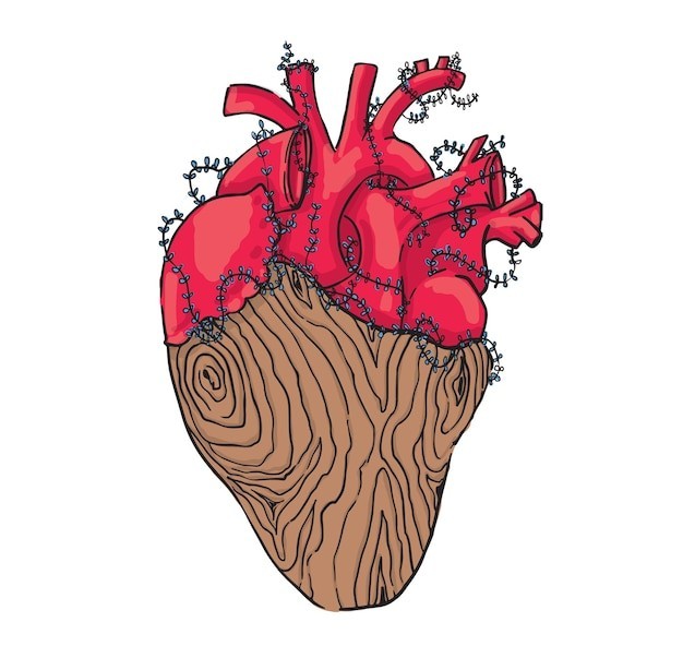 木头心脏插画