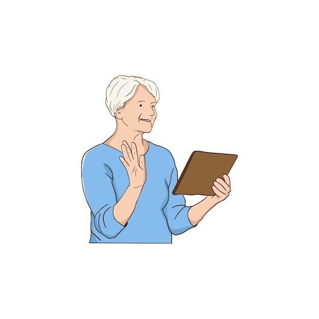 挥手的老人插画