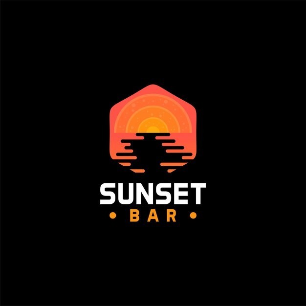 海上日出日落风景标志logo