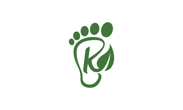 脚印字母k树叶养生保健足浴标志logo