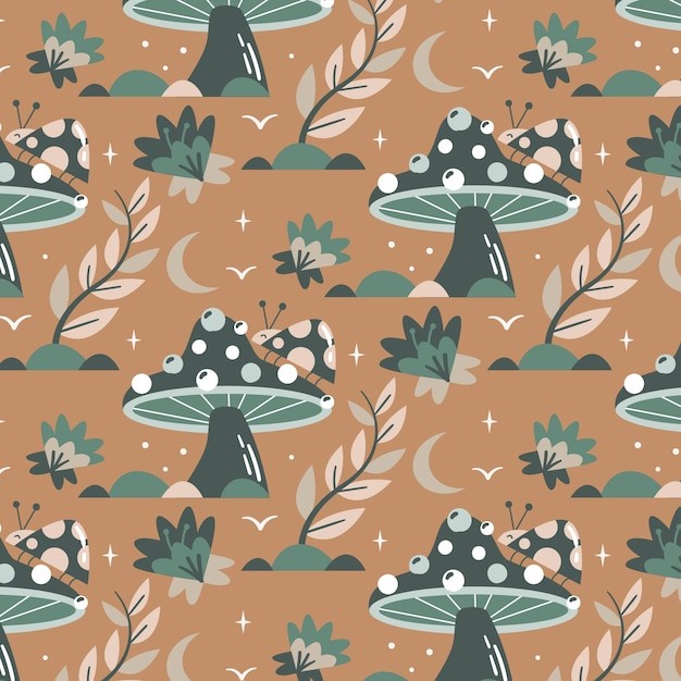 蘑菇植物花纹图案