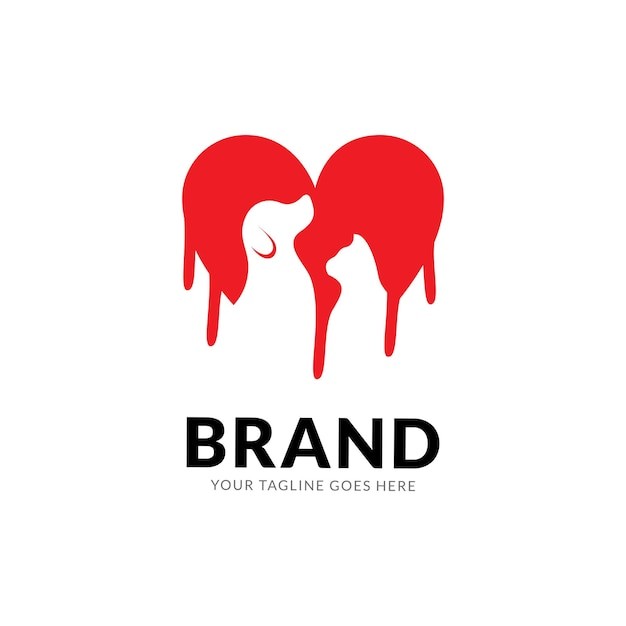 爱心小猫小狗宠物动物医院宠物店标志logo